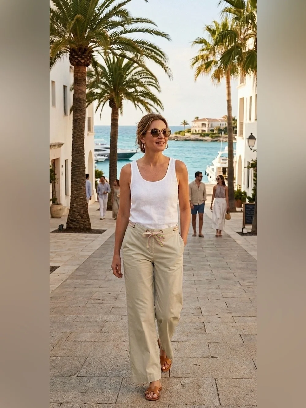 J.Crew Wide Leg Resort Pants Nautical Ribbon Drawstring Coastal Chic